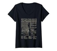Women's British Railways Type 4 Locomotive Driving Cab Diagram V-Neck T-Shirt
