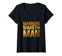 Women's British Secret Agent Manners Maketh Man Umbrella T-Shirt V-Neck T-Shirt
