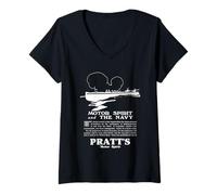 Womens British WW1 Navy Motor Launch Pratt Vintage Ad Artwork V-Neck T-Shirt