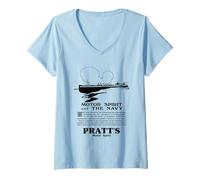 Womens British WW1 Navy Motor Launch Pratt Vintage Ad Artwork V-Neck T-Shirt