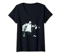 Womens Britpop Band Blur B&W Portrait By Simon Fowler V-Neck T-Shirt