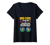 Womens Bro Code Security Meme Look Right Left Funny Internet Saying V-Neck T-Shirt
