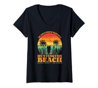 Womens Bro, Home is Where My Board Chills Huntington Beach Surf V-Neck T-Shirt
