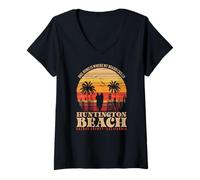 Womens Bro, Home is Where My Board Chills Huntington Beach Surf V-Neck T-Shirt