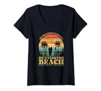 Womens Bro, Home is Where My Board Chills Huntington Beach Surf V-Neck T-Shirt