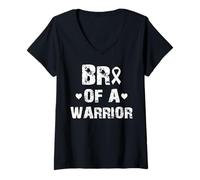 Womens bro of a Warrior Lung Cancer White Ribbon Men Boys Survive V-Neck T-Shirt