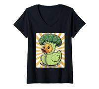 Womens Broccoli Duck Veggie Vegan Vegetarian V-Neck T-Shirt