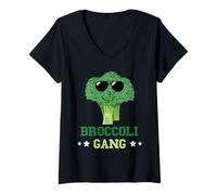 Women's Broccoli Gang Vegetarian Healthy Vegetable Eating Broccoli V-Neck T-Shirt