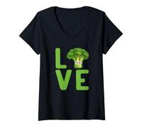 Womens Broccoli Healthy Vegan Team Vegetables Health V-Neck T-Shirt