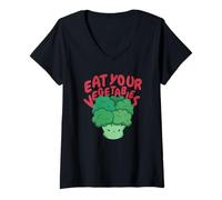 Womens Broccoli Healthy Vegan Team Vegetables Health V-Neck T-Shirt