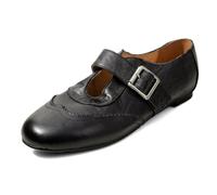 Women's Brogue Flat Shoes Retro Perforated Wingtip Oxford Flats for Office Work & School Wear Classic Round Toe Buckle Loafers Durable Rubber Sole Walking Shoes,Black,5 UK