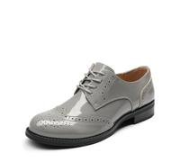 DREAM PAIRS Womens Brogue Lace up Ladies Flat Low Heel Smart Vintage Oxfords School Shoes,Size 6,Light/Grey,SDOX2201W-E