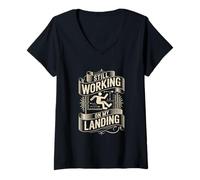 Women's Broken Arm Still Working On My Landing Humor V-Neck T-Shirt