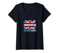 Womens Broken Britain Reform UK Will fix it - Political Patriotic V-Neck T-Shirt