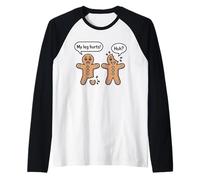 Womens Broken Cookie Shirt Funny Gingerbread Man Leg Hurts Raglan Baseball Tee