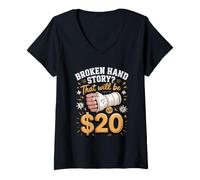 Women's Broken Hand Worth a 20 Dollar Story Recovery V-Neck T-Shirt