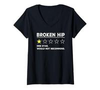 Womens Broken Hip Funny Get Well Soon Gag Recovery V-Neck T-Shirt