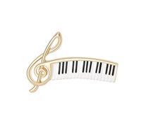 Womens Brooch Classic Enamel Piano Note Music Pin Golden2058