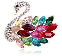 Womens Brooch Clips Brooch Pins Chest Brooch Swan Multicolor Gem Jewelry Crystal Rhinestone Accessory for women
