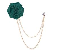 Women's Brooches Pin Hat Lapel 1pcs Cloth Art Hand-Made Rose Flower Brooch Lapel Badge Tassel Chain Women Men's Suit Accessories(Green)