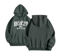 Women's Brooklyn New York Print Hoodie - Casual Hoodie in College Style | Oversized Sweatshirt for an Urban Look, style_a02 gray, XXL