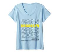 Womens Brooklyn New York Urban Style V-Neck T-Shirt