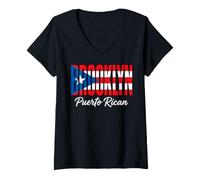 Women's Brooklyn Puerto Rican Flag City Heritage V-Neck T-Shirt