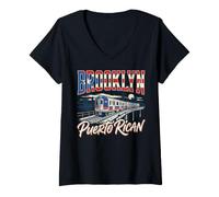 Women's Brooklyn Puerto Rican Subway Heritage New York City V-Neck T-Shirt
