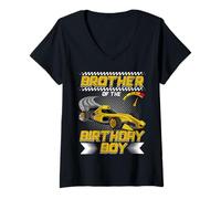 Womens Brother of The Birthday Boy Race Car Party Family Matching V-Neck T-Shirt