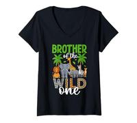 Womens Brother of The Wild One Jungle Safari Animal V-Neck T-Shirt