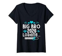 Womens Brothers Big BRO 2026 Loading Funny Soon Brother V-Neck T-Shirt