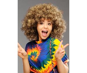 Womens Brown 1970s Hippy Girl Curly Afro Wig Wig
