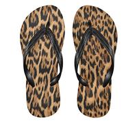 Women's Brown Cheetah Leopard Skin Print Summer Beach Sandals Real Furry Animal Fur Print Sandals Casual Beach Sandals Comfortable Slippers Shower Slippers Non-Slip L