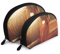 Womens Brown Horse Sunshine Travel Cosmetic Bags Waterproof 2PC Makeup Clutch Pouch Cosmetic and Toiletries Organizer Bag Portable Travel Toiletry Pouch Girls