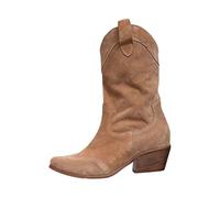 Women's Brown Suede Cowboy Ankle Boots - Winter Riding Boots with Block Heel, Size 7