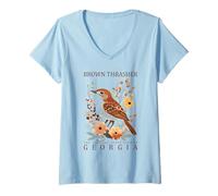 Women's Brown Thrasher Official Georgia State Bird V-Neck T-Shirt