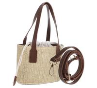 Women's Brown Woven Canvas Bucket Bag, Simple Style Large Capacity Handbag | Lightweight Polyester Shoulder Bag, for Beach Vacations, Daily Wear, Girls, Portable Design