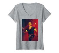 Womens Bruce Dickinson Of Iron Maiden Live In Paris V-Neck T-Shirt