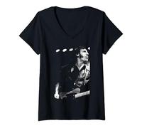 Womens Bruce Springsteen B&W Live Shot By Simon Fowler V-Neck T-Shirt