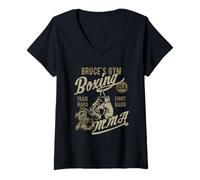 Womens Bruce's Gym Boxing MMA Retro Design for The Name Bruce V-Neck T-Shirt