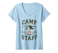 Women's Bruh Camp Staff Host Squad Campers Adventure Camping Smore V-Neck T-Shirt