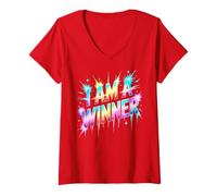 Women's Bruh I AM A Winner Spirit W ame Day Tournament School V-Neck T-Shirt
