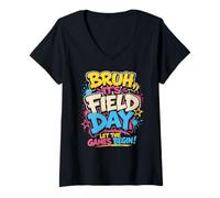 Women's Bruh It's Field Trip Let The Games Begin V-Neck T-Shirt