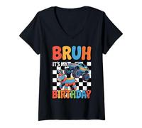 Women's Bruh It's My Birthday - Funny Monster Truck Piñata Meme V-Neck T-Shirt