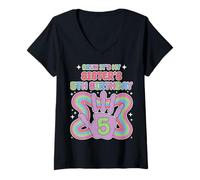 Womens Bruh, It's My Sister's 5th Birthday Officially a Handful V-Neck T-Shirt