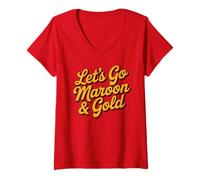 Women's Bruh Let's GO Maroon & Gold Tournament Game Day Competition V-Neck T-Shirt