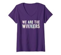 Women's Bruh Purple Team WE are The Winners Tournament Game Day V-Neck T-Shirt