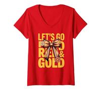 Women's Bruh RED Gold Vibes ONLY Teacher Field Day Spirit W oot V-Neck T-Shirt
