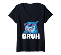 Women's Bruh - Shark Lover Ocean Marine Biology Scuba Diver V-Neck T-Shirt