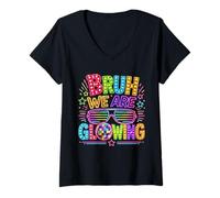 Women's Bruh We are Glowing 80s 90s Disco Style V-Neck T-Shirt